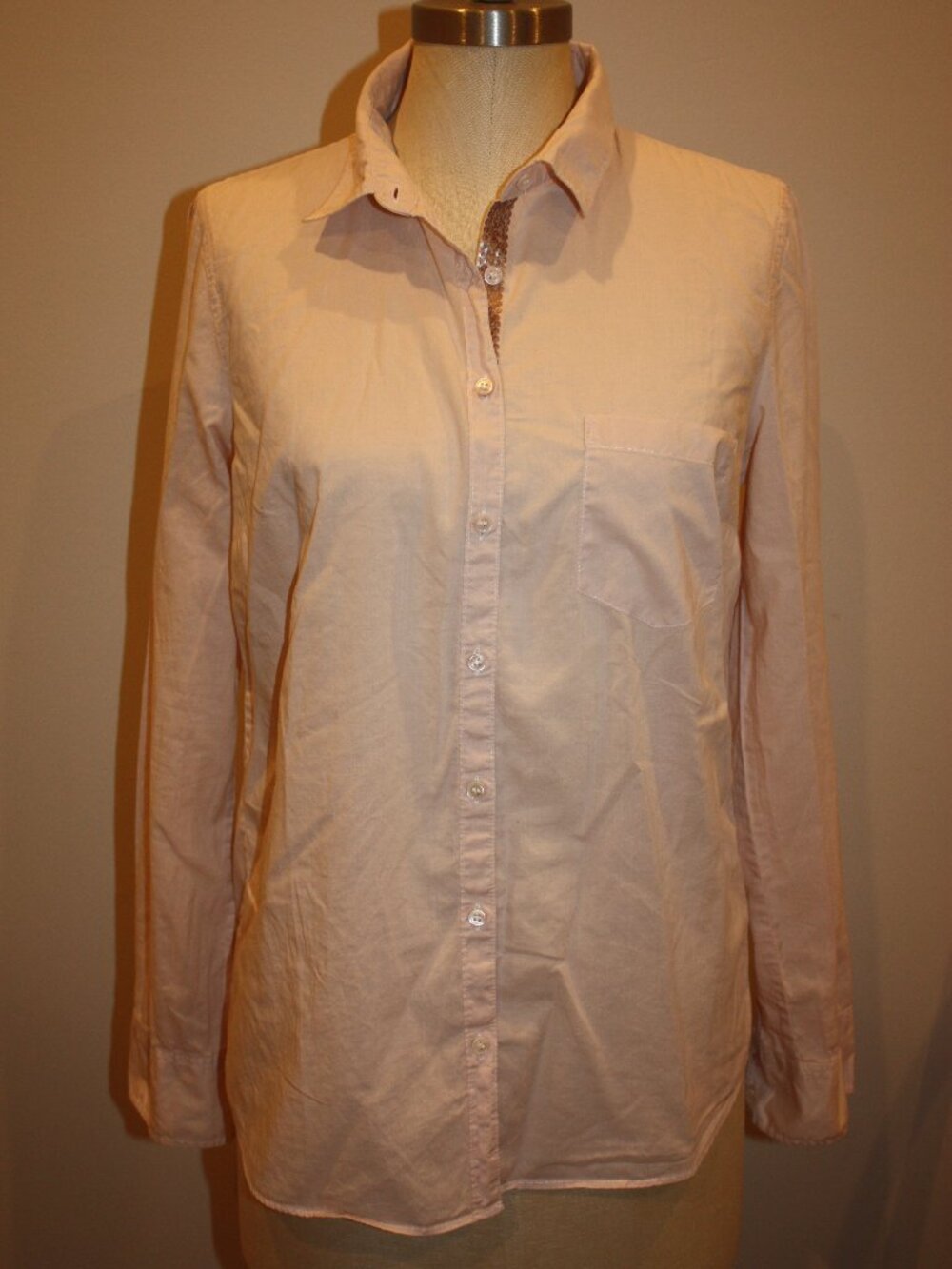 THE BOY SHIRT BY J.CREW LONG SLEEVE SOFT PINK SHIRT TOP SEQUIN DETAIL 6 (MEDIUM)
